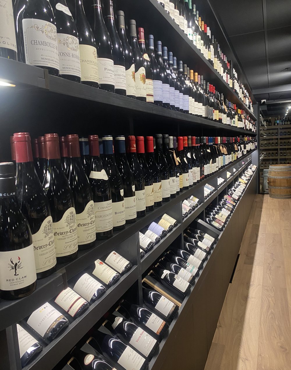 The Burgundy wall at CV Wine Merchants